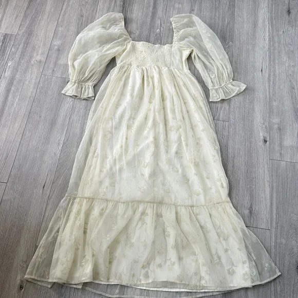 Anthropology Storia Babydoll Soft Yellow Floral Dress - Picture 2 of 8